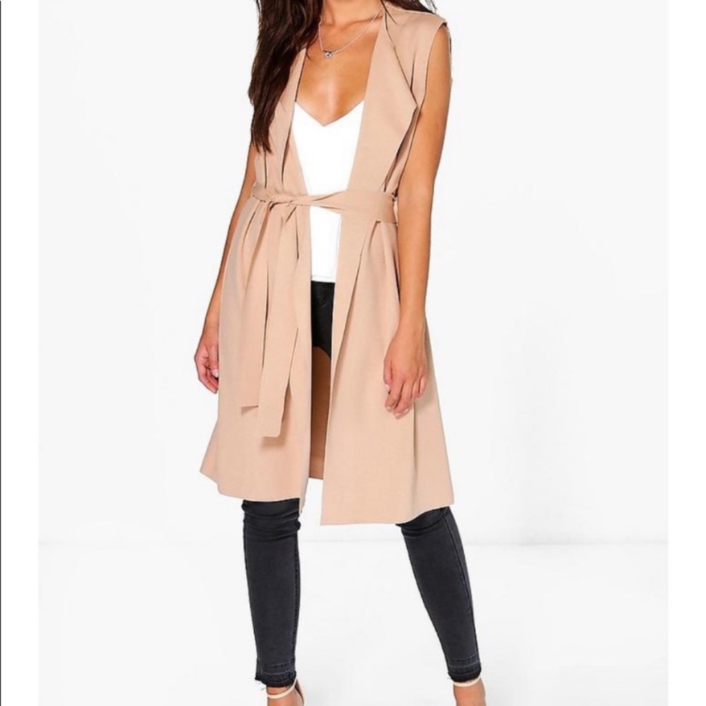 Boohoo Sleeveless Belted Duster